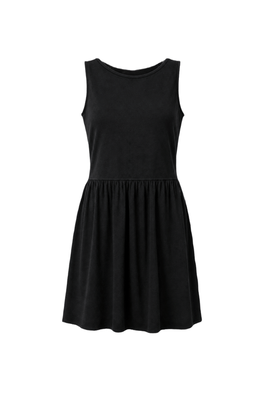 1990s Black Cotton Blend Dress - Front View