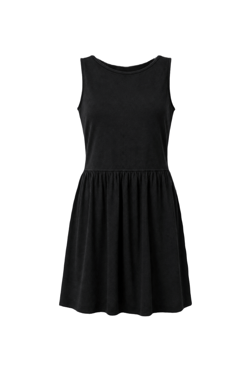 1990s Black Cotton Blend Dress - Front View