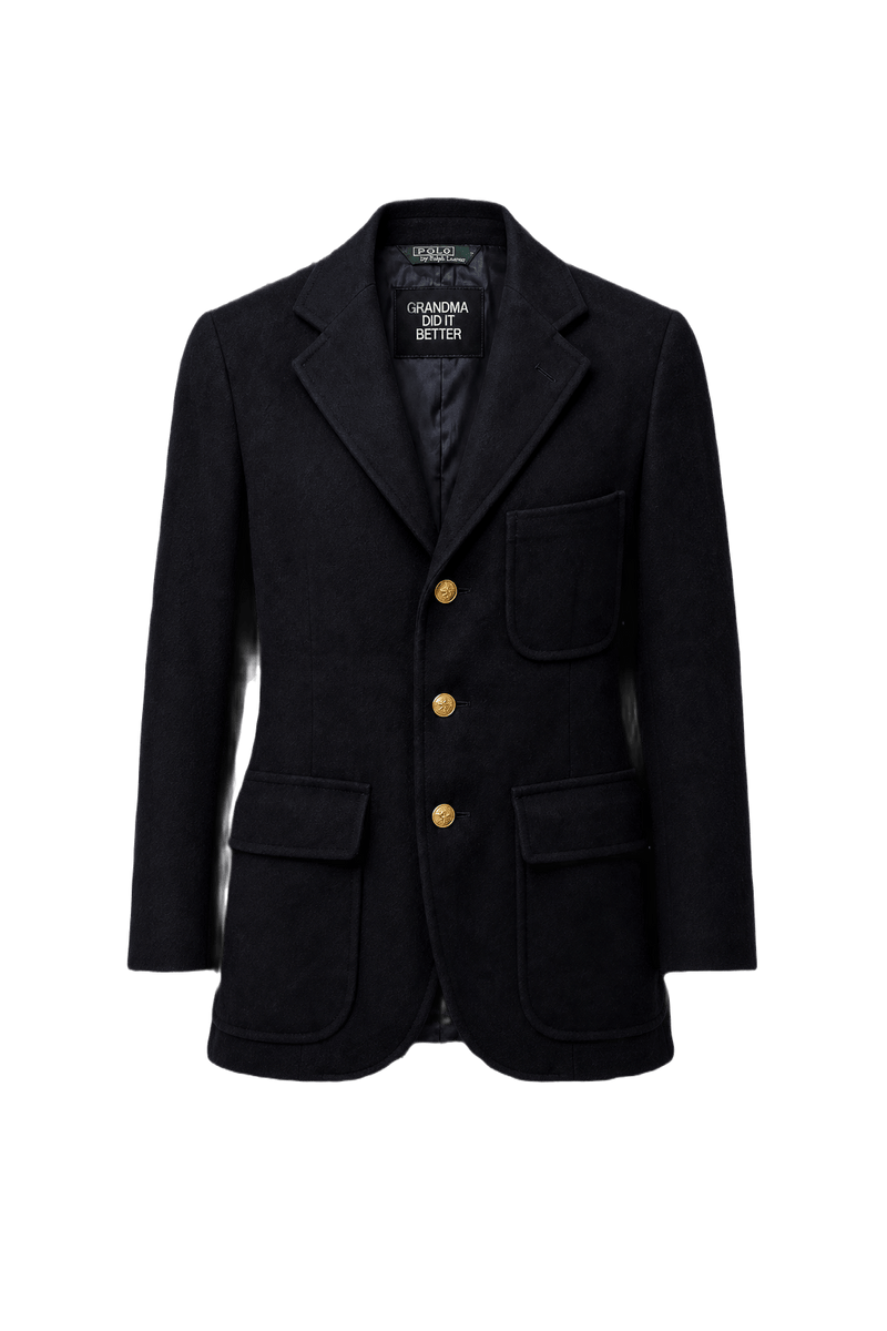 1970s Navy Blue Wool Blazer - Front View