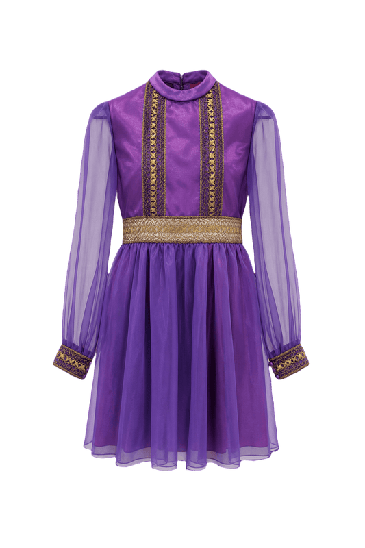 1970s Purple Synthetic Dress - Front View