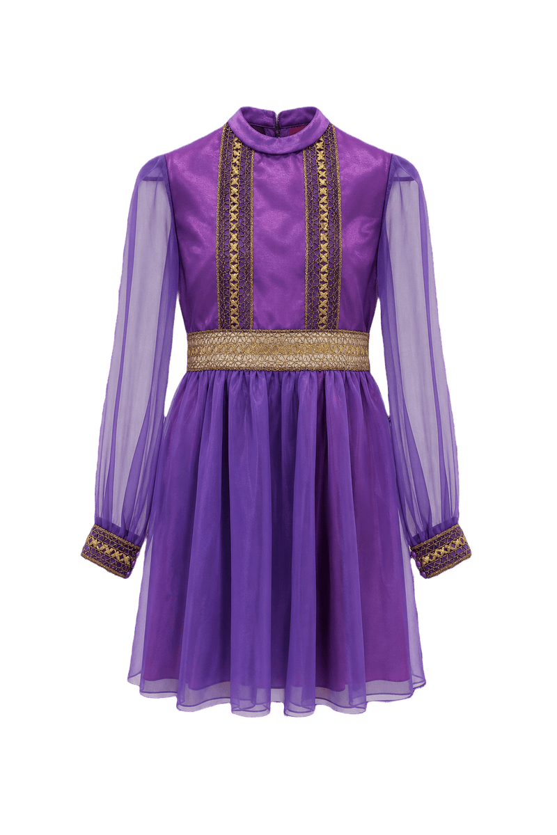 1970s Purple Synthetic Dress - Front View