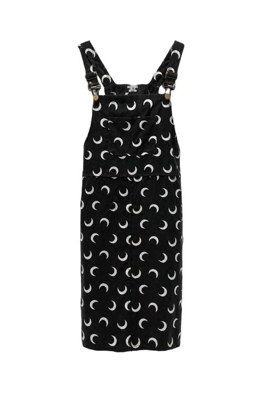 1990s Black Cotton Blend Jumper Dress - Front View