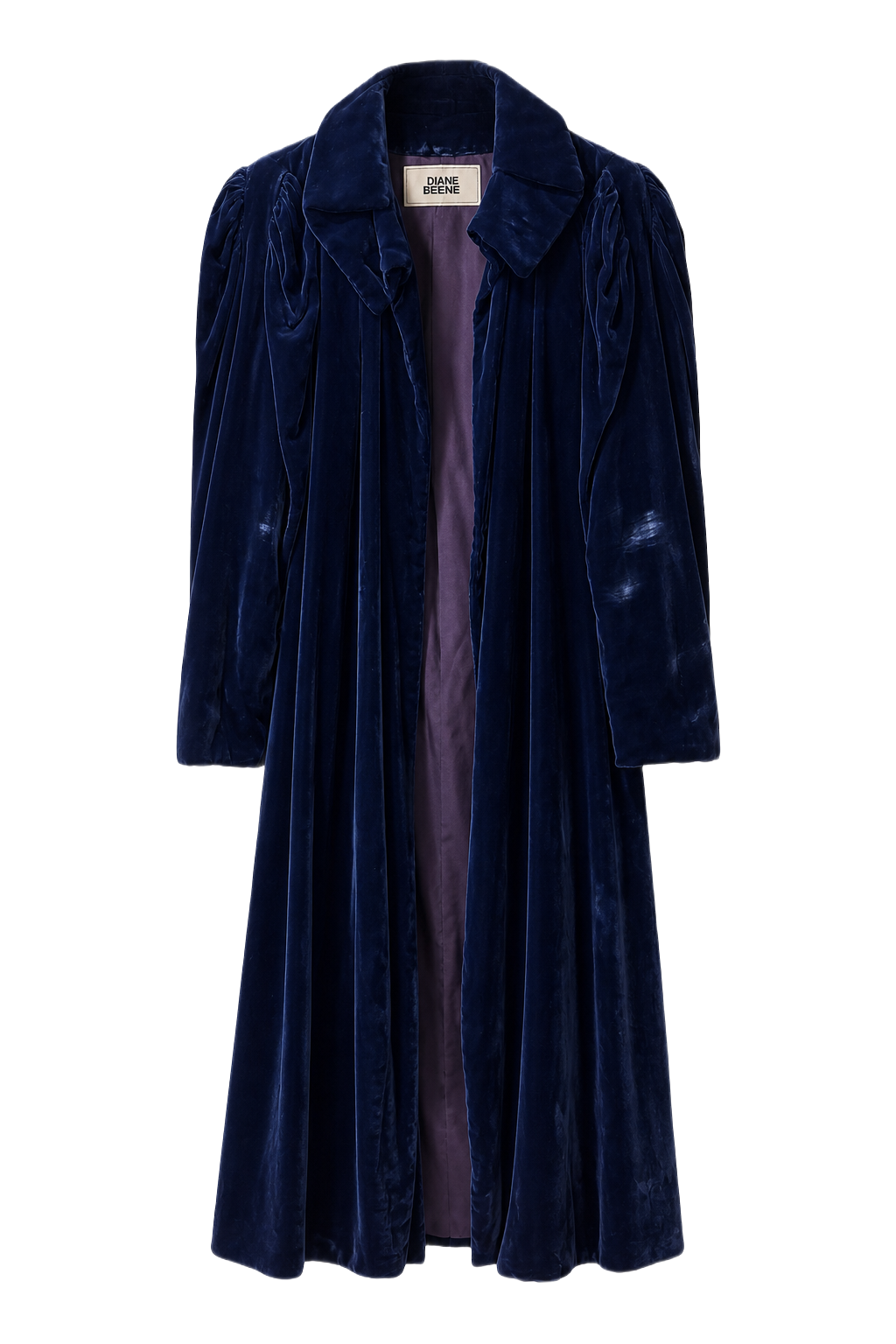 1930s Deep Blue Velvet Coat - Front View