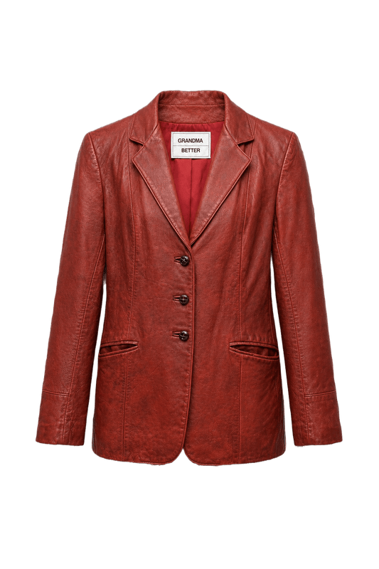 1990s Deep Burgundy Leather Jacket - Front View