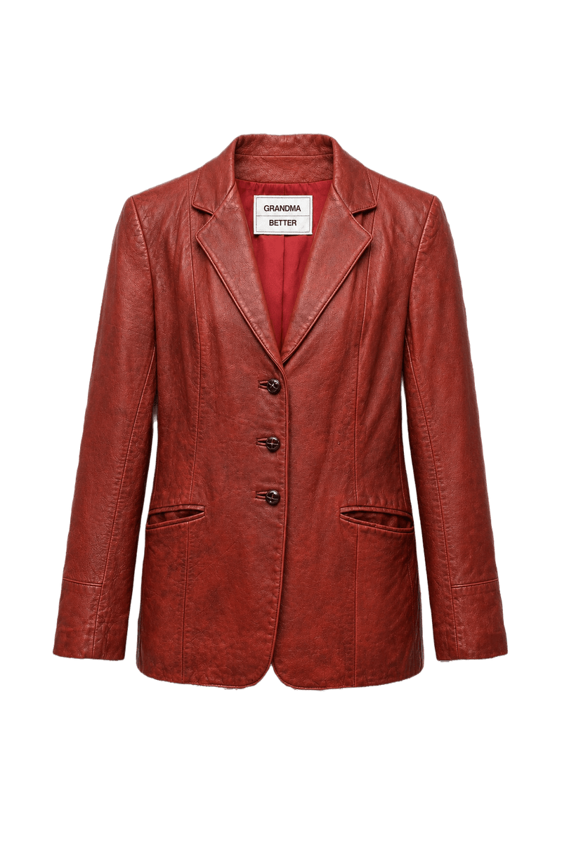1990s Deep Burgundy Leather Jacket - Front View