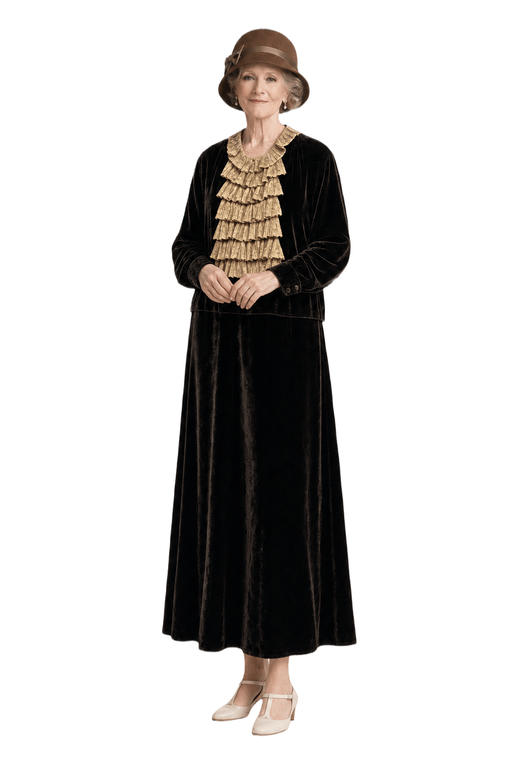 1930s Black Velvet Dress - Model