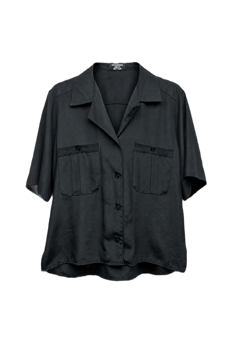 1990s Black Synthetic Blend Shirt - Front View