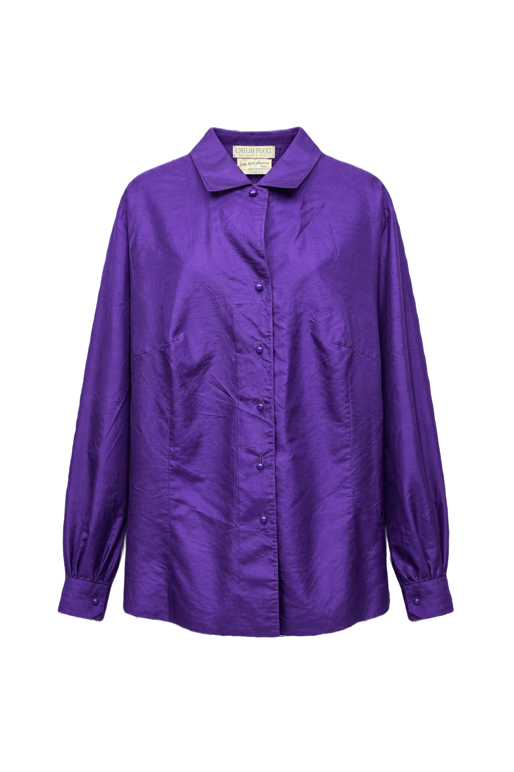 1980s Purple Silk Blouse - Front View