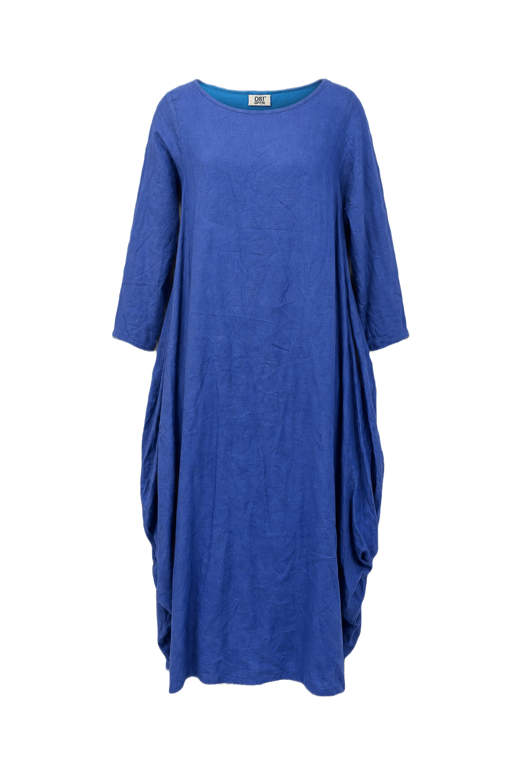 1970s Blue Cotton Dress - Front View