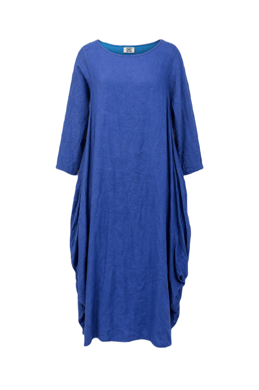 1970s Blue Cotton Dress - Front View