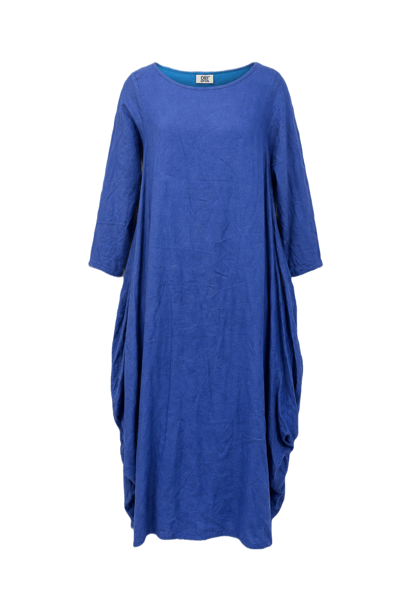 1970s Blue Cotton Dress - Front View