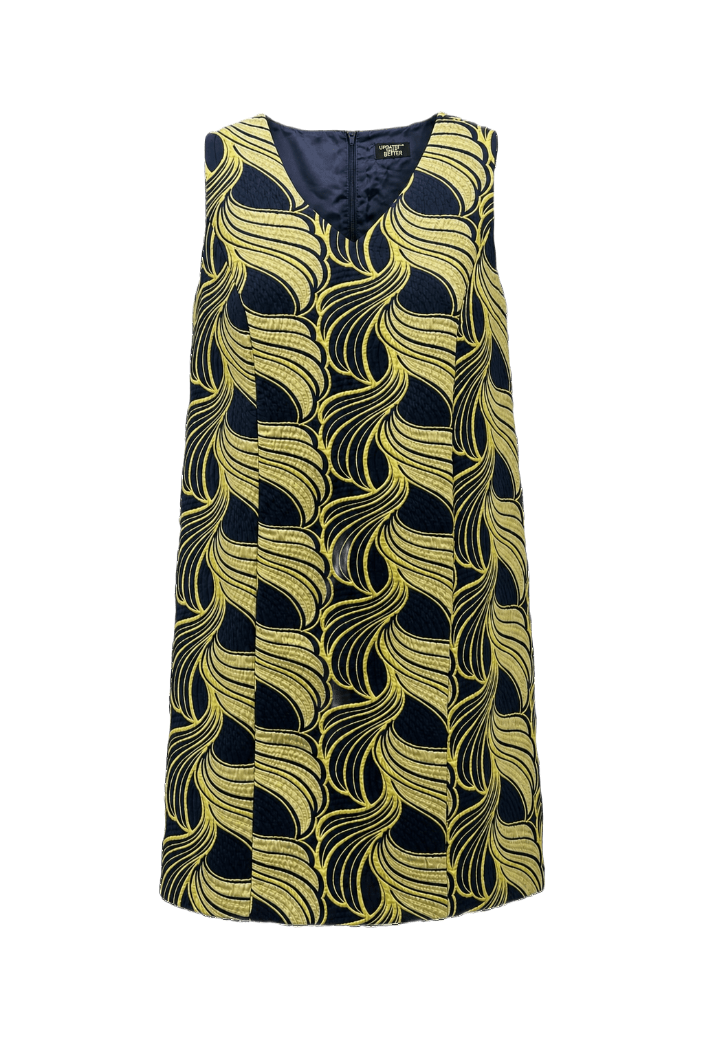 1960s Yellow Textured Shift Dress - Front View