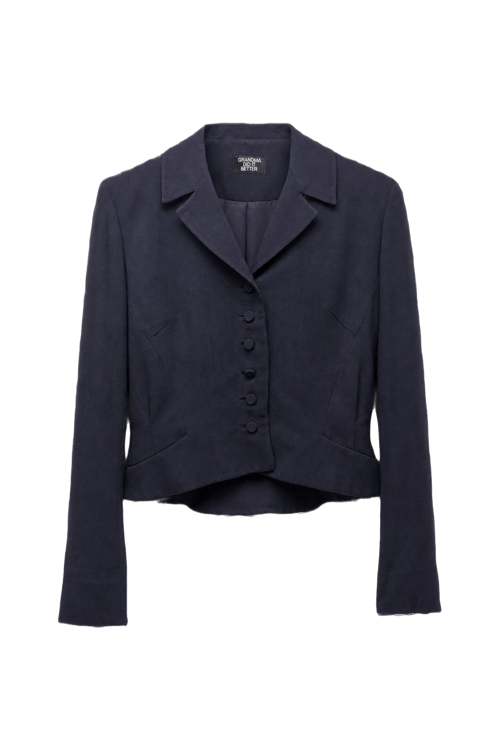 1940s Navy Blue Wool Blend Jacket - Front View