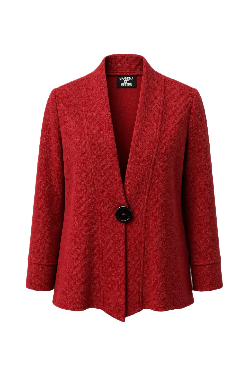 1980s Red Textured Cardigan - Front View