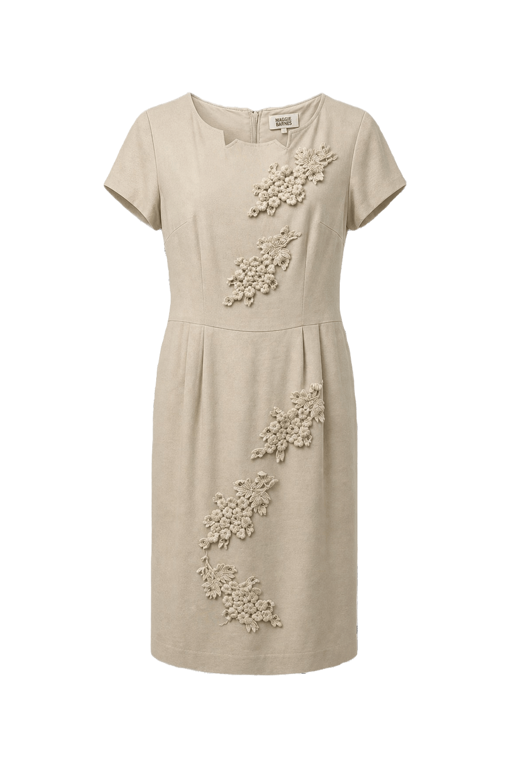 1960s Beige Cotton Blend Shift Dress - Front View