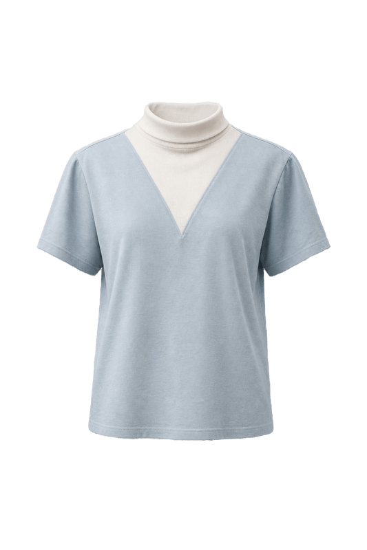 1980s Light Blue Cotton Blend Shirt - Front View