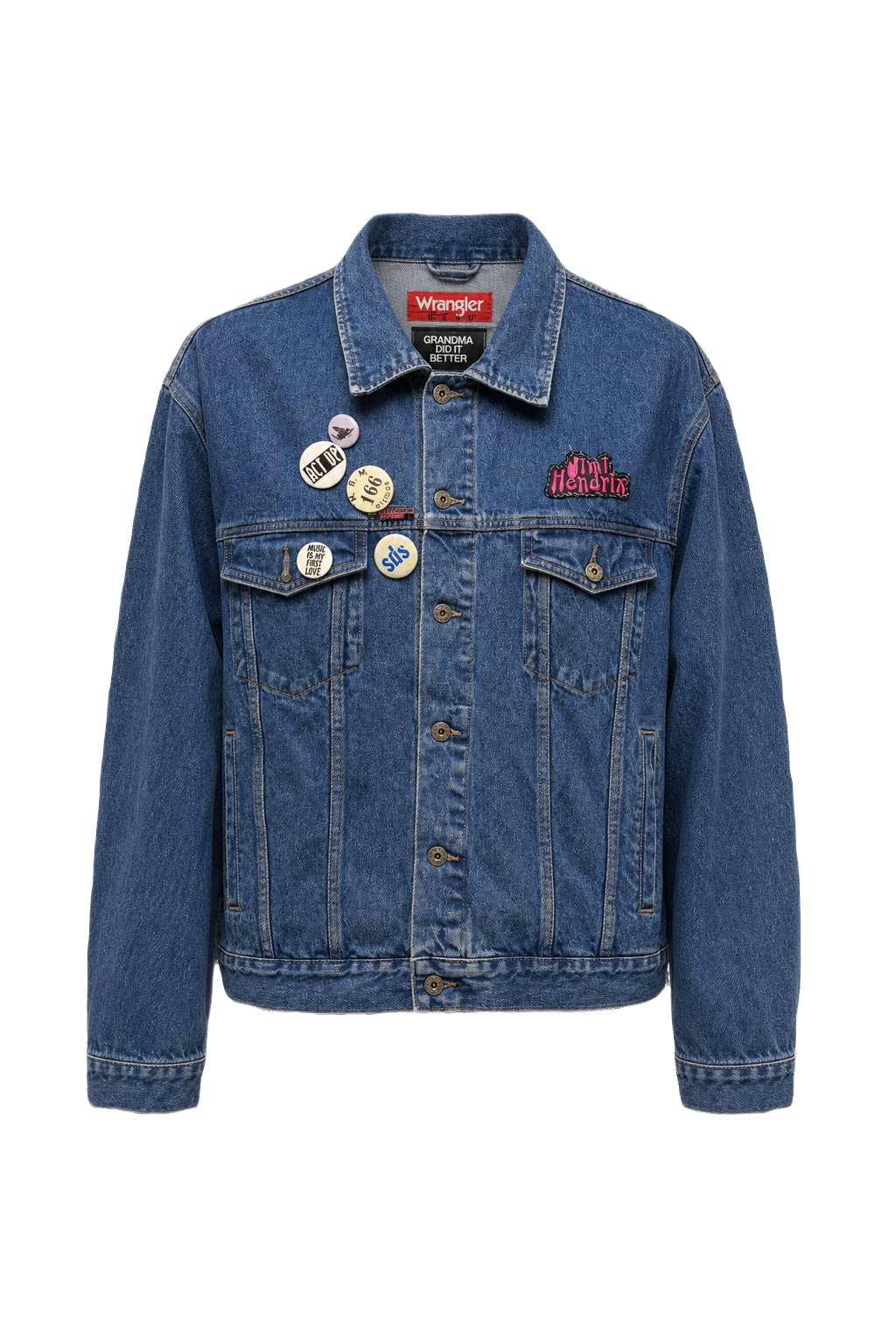1990s Blue Denim Wrangler Denim Jacket - Front View