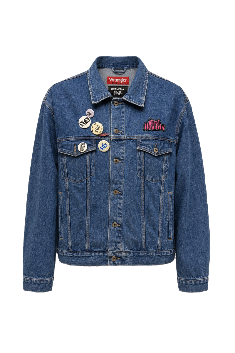 1990s Blue Denim Wrangler Denim Jacket - Front View
