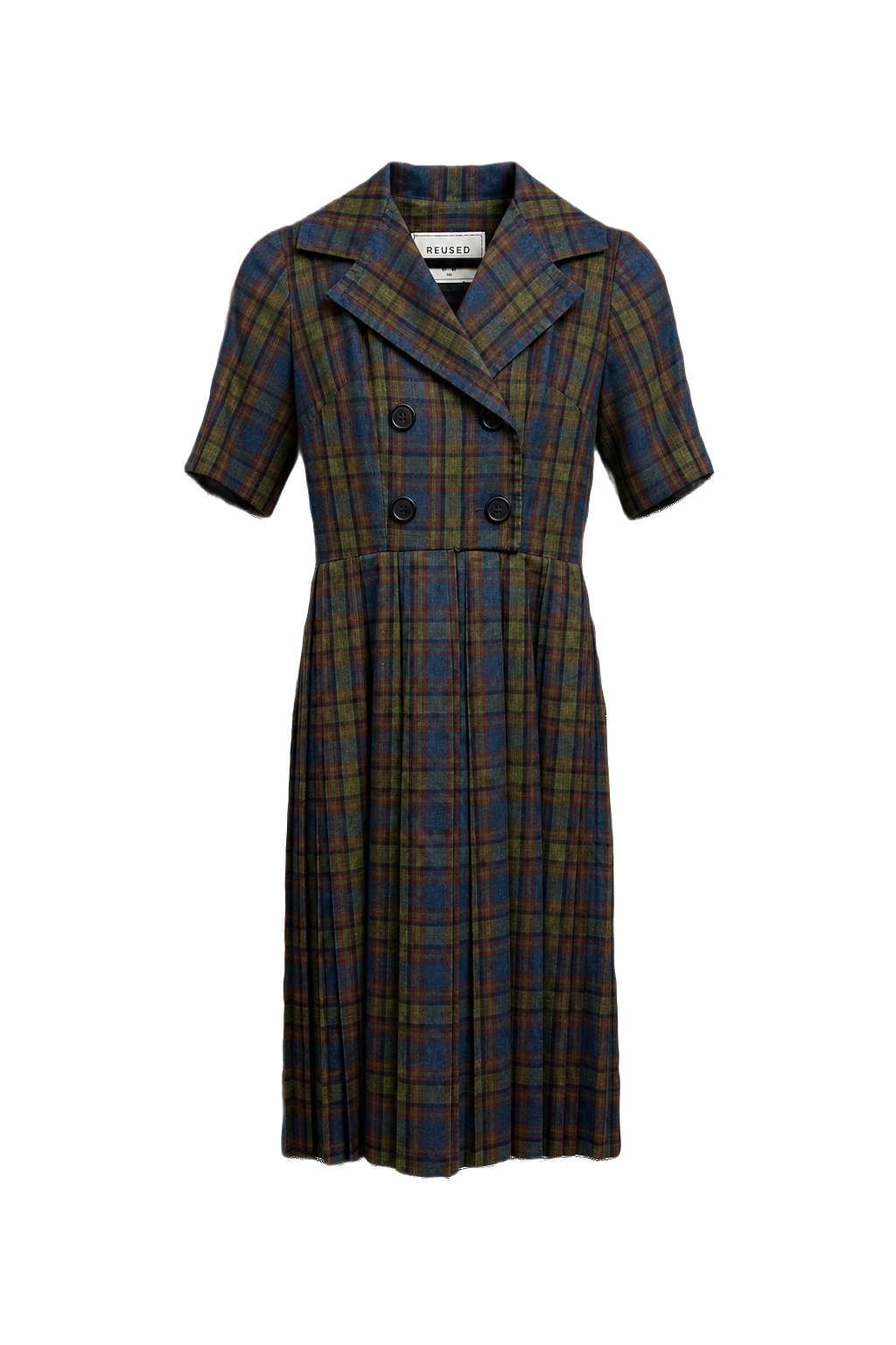 1960s Olive Green Cotton Dress - Front View