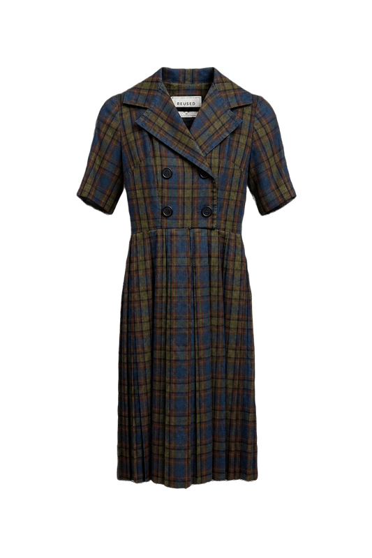 1960s Olive Green Cotton Dress - Front View