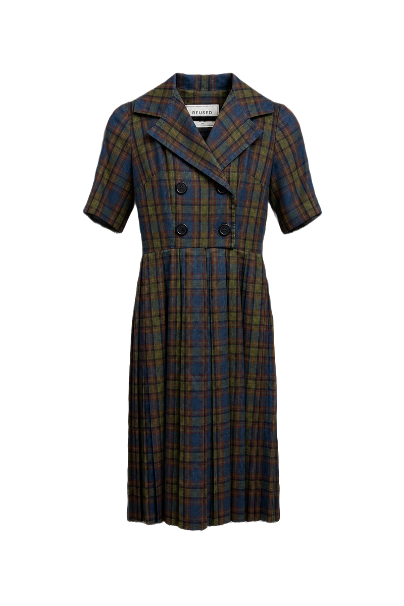 1960s Olive Green Cotton Dress - Front View
