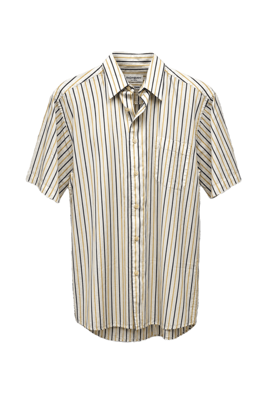 1980s Cream White Cotton Blend Shirt - Front View