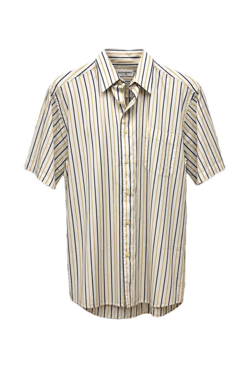 1980s Cream White Cotton Blend Shirt - Front View