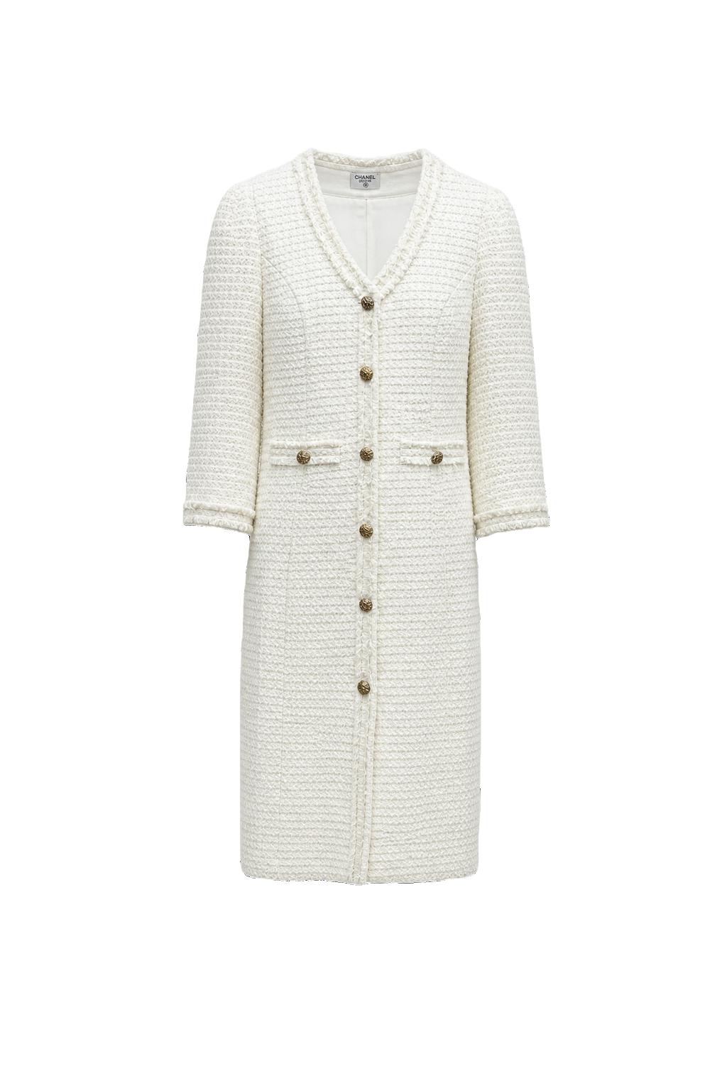 1980s Cream White Wool Blend Dress - Front View