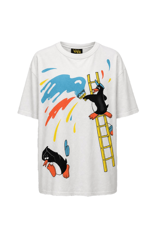1990s White Cotton Graphic Print T-shirt - Front View