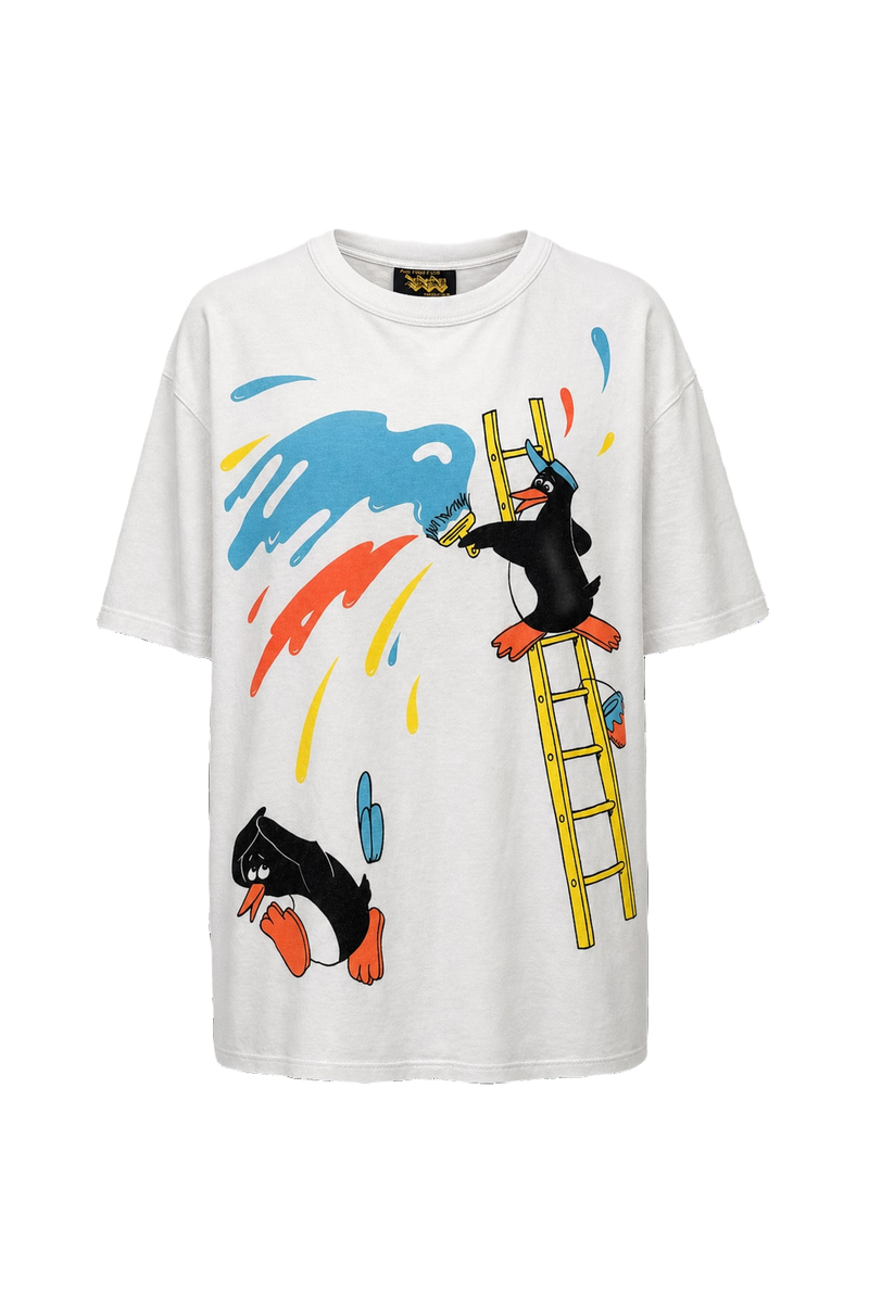 1990s White Cotton Graphic Print T-shirt - Front View