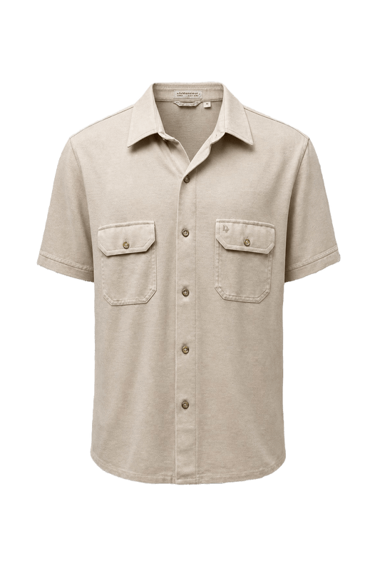 1980s Cream Cotton Blend Shirt - Front View