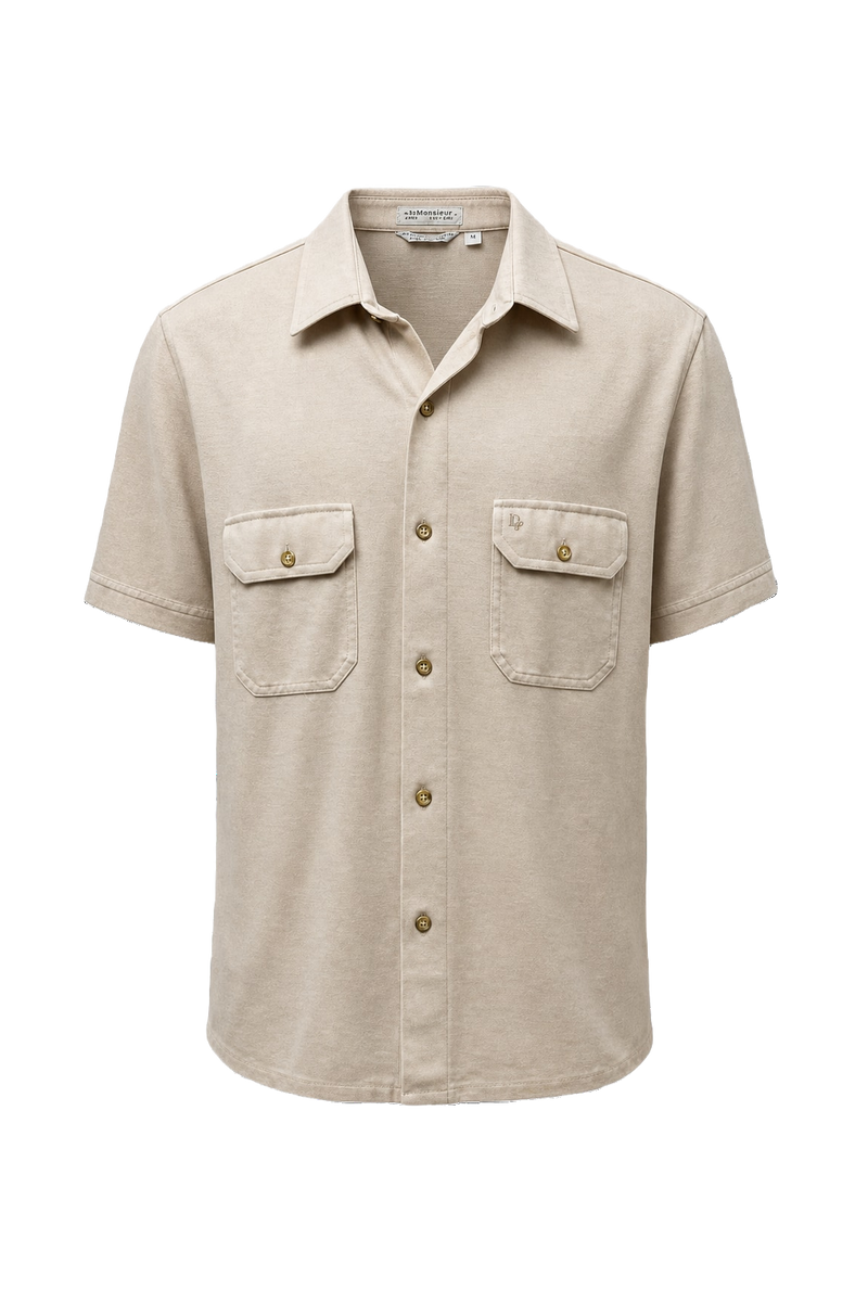 1980s Cream Cotton Blend Shirt - Front View