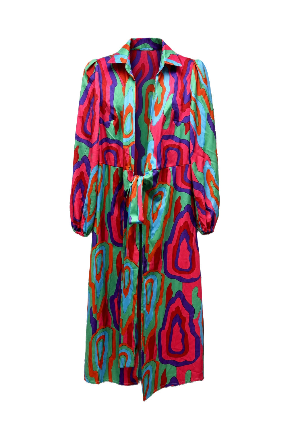 1980s Multi-Color Polyester Robe - Front View