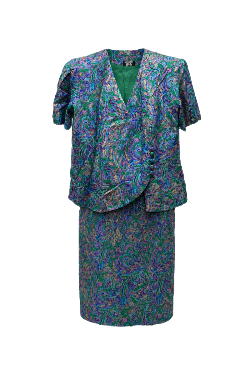 1980s Multicolored Silk Blend Set - Front View
