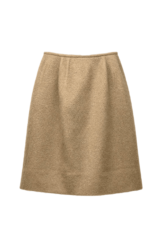 1960s Beige Wool Blend Skirt - Front View