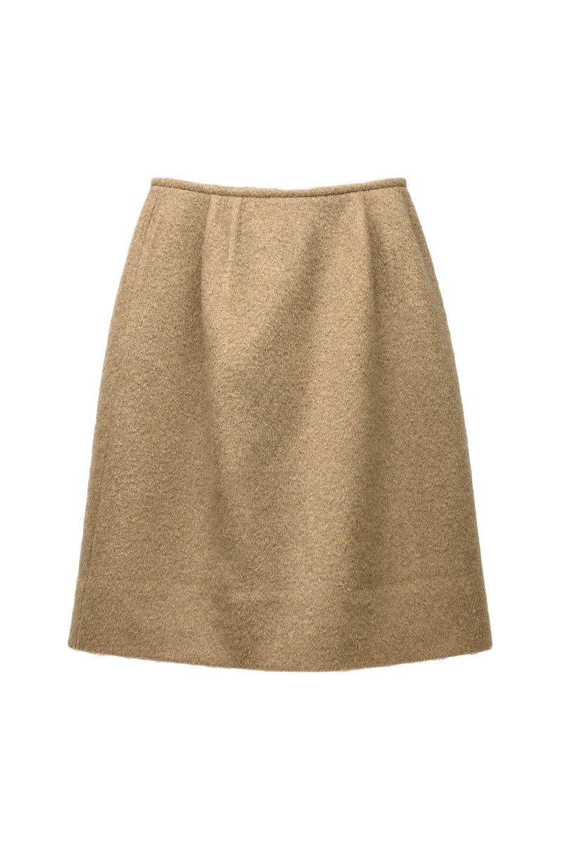 1960s Beige Wool Blend Skirt - Front View