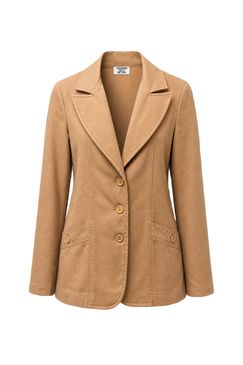 1980s Beige Cotton Blend Blazer - Front View