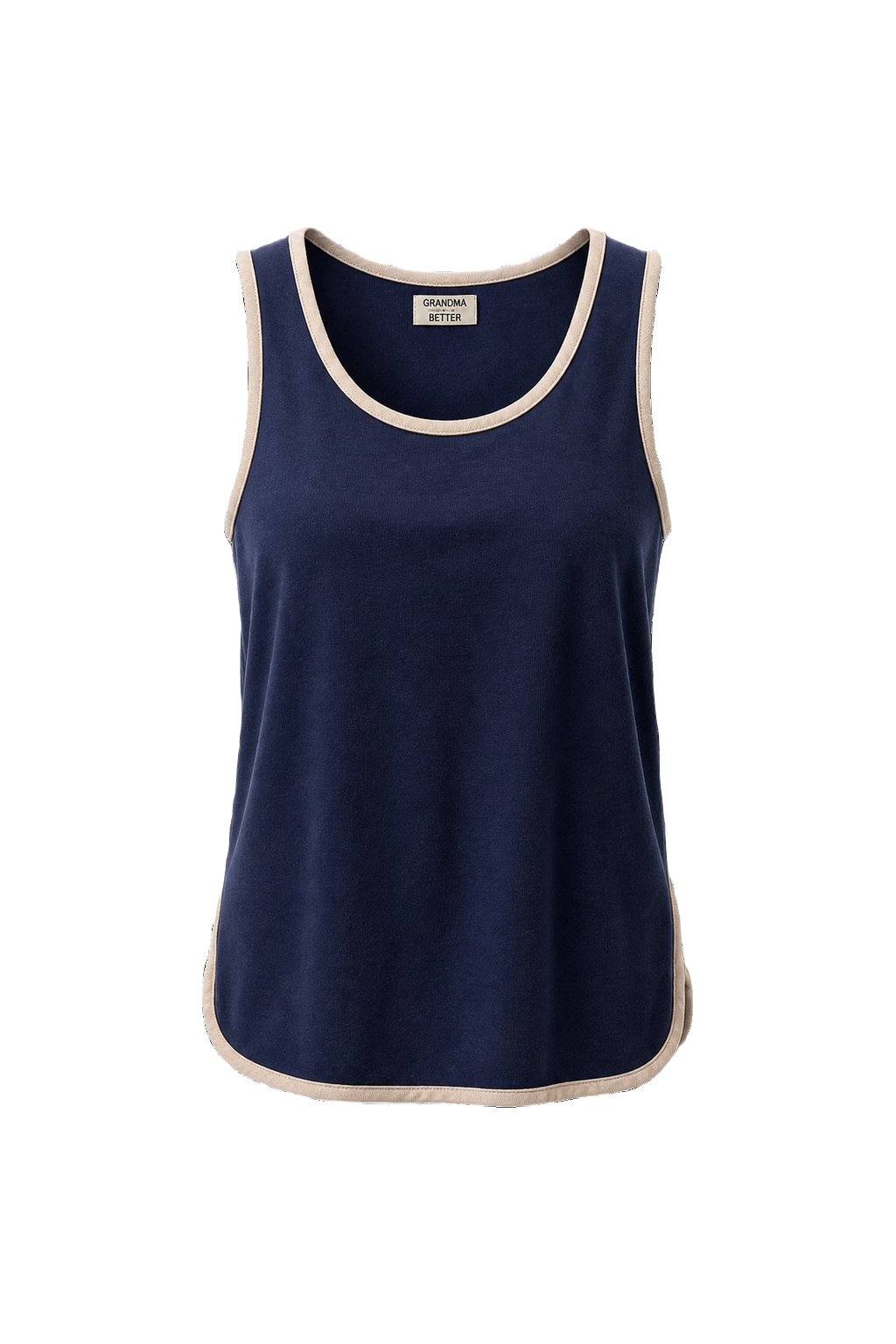 1990s Navy Blue Cotton Tank Top - Front View