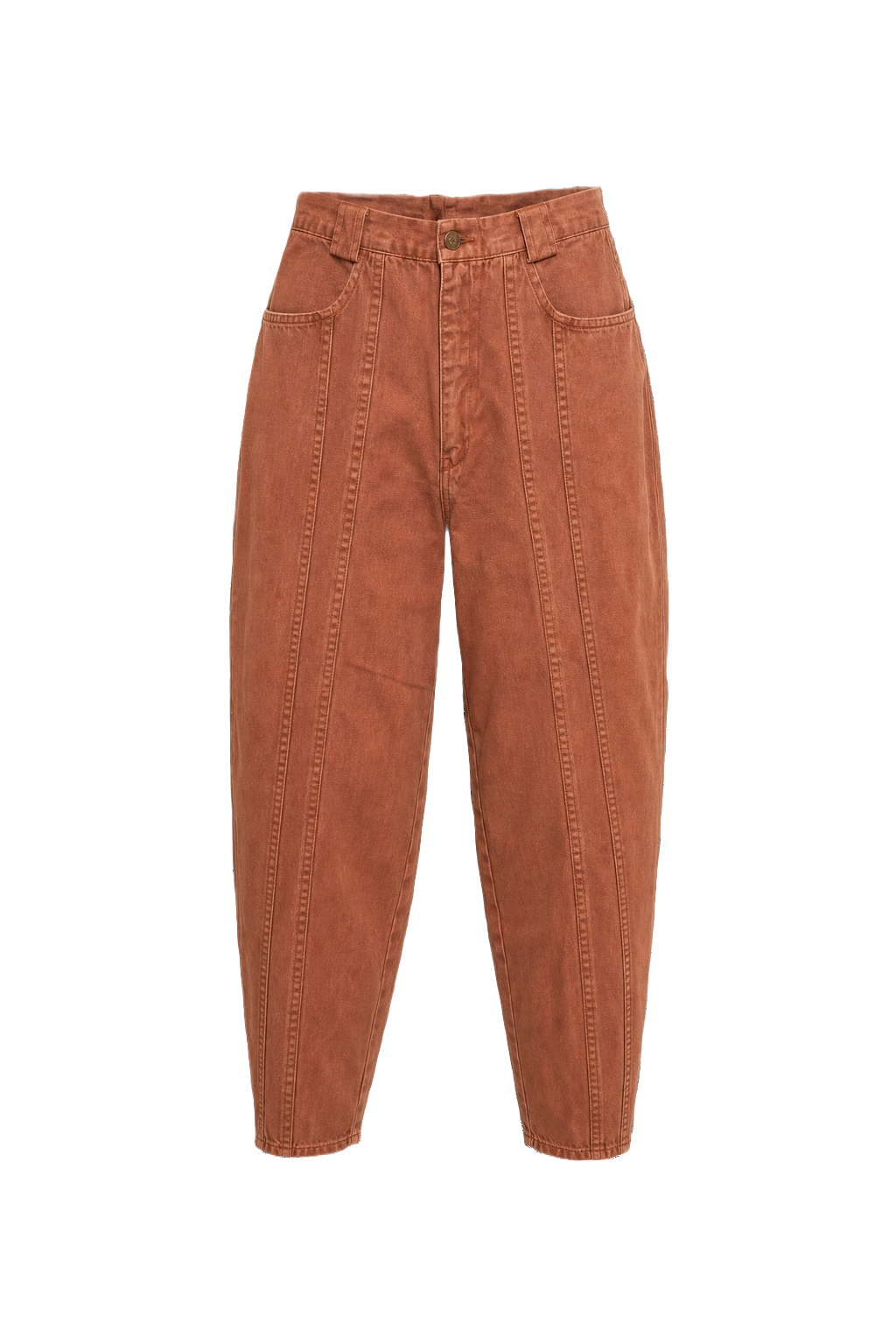 1980s Rust Orange Cotton Blend Pants - Front View