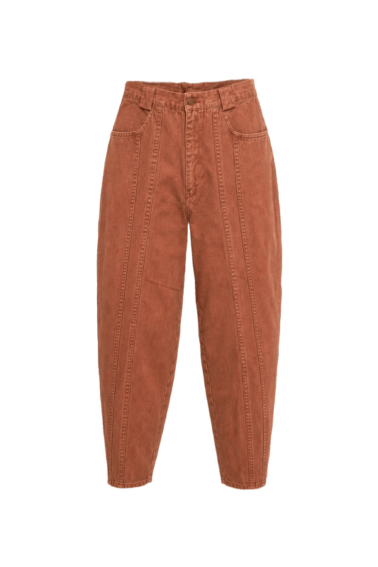 1980s Rust Orange Cotton Blend Pants - Front View