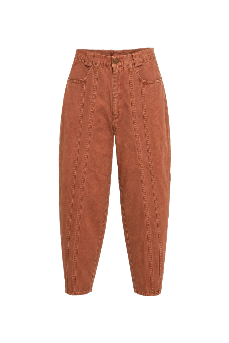 1980s Rust Orange Cotton Blend Pants - Front View