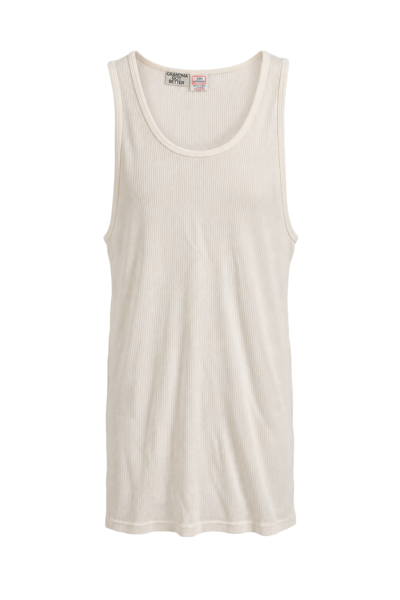1990s White Cotton Tank Top - Front View