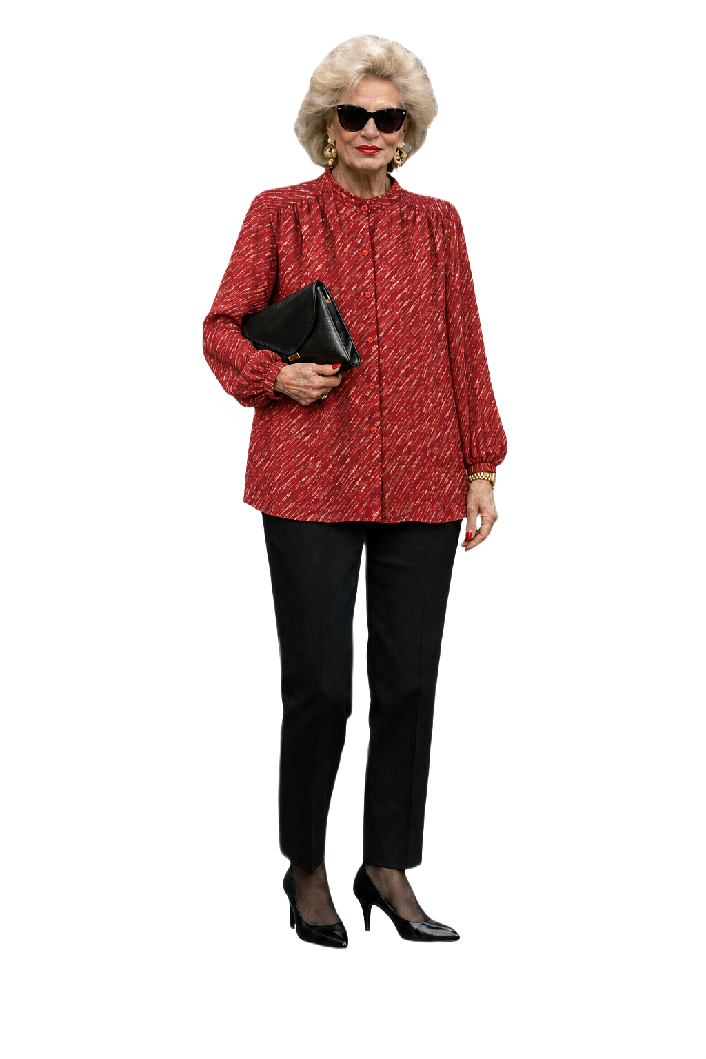 1980s Red Silk Blend Blouse - Model