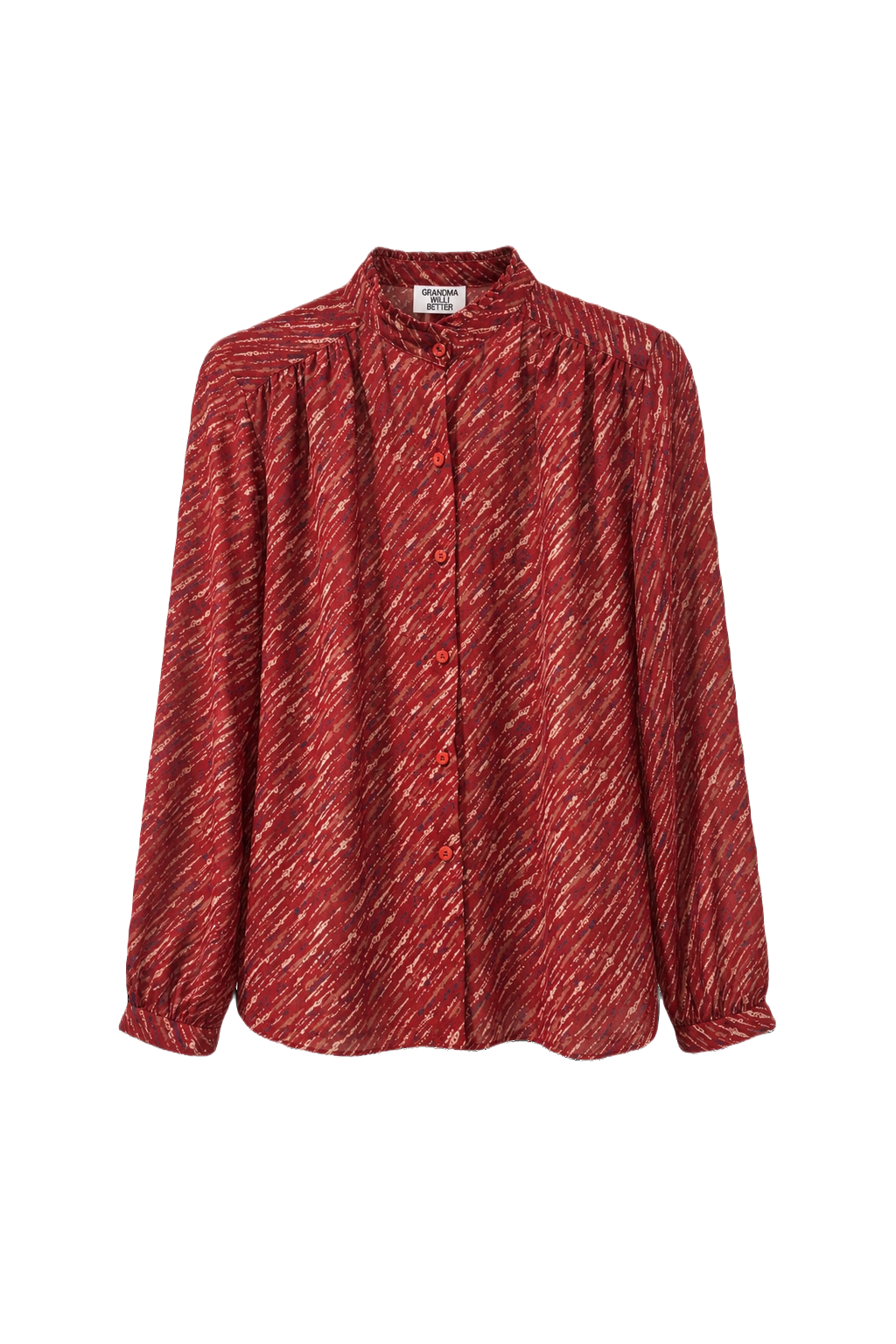 1980s Red Silk Blend Blouse - Front View