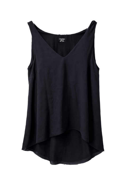 1990s Black Cotton Tank Top - Front View