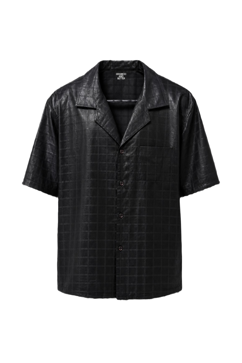 1990s Black Satin Shirt - Front View