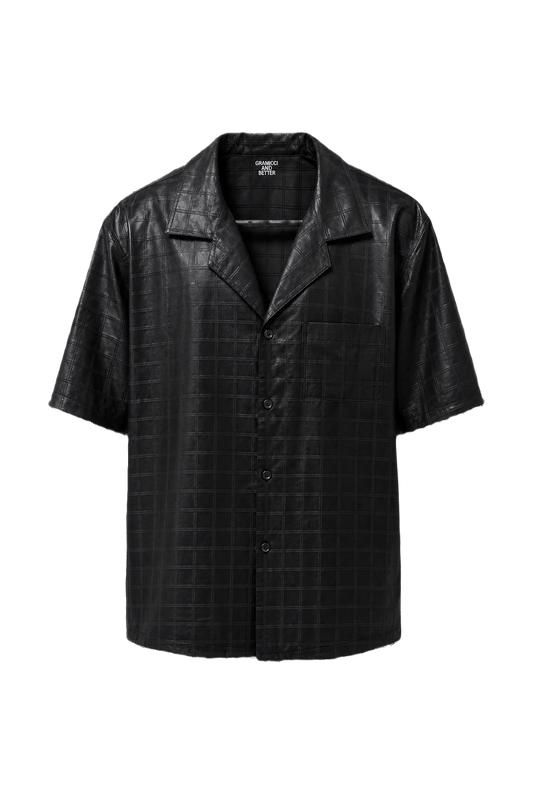 1990s Black Satin Shirt - Front View
