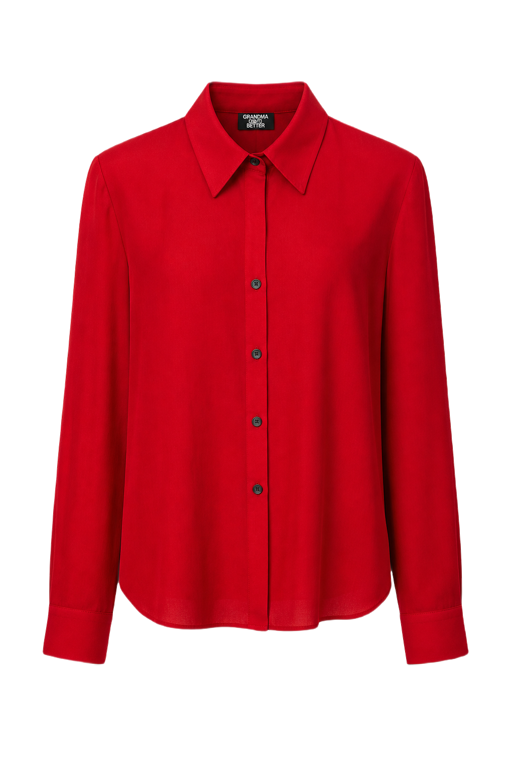 [1980s] Red Silk Blend Blouse - Front View