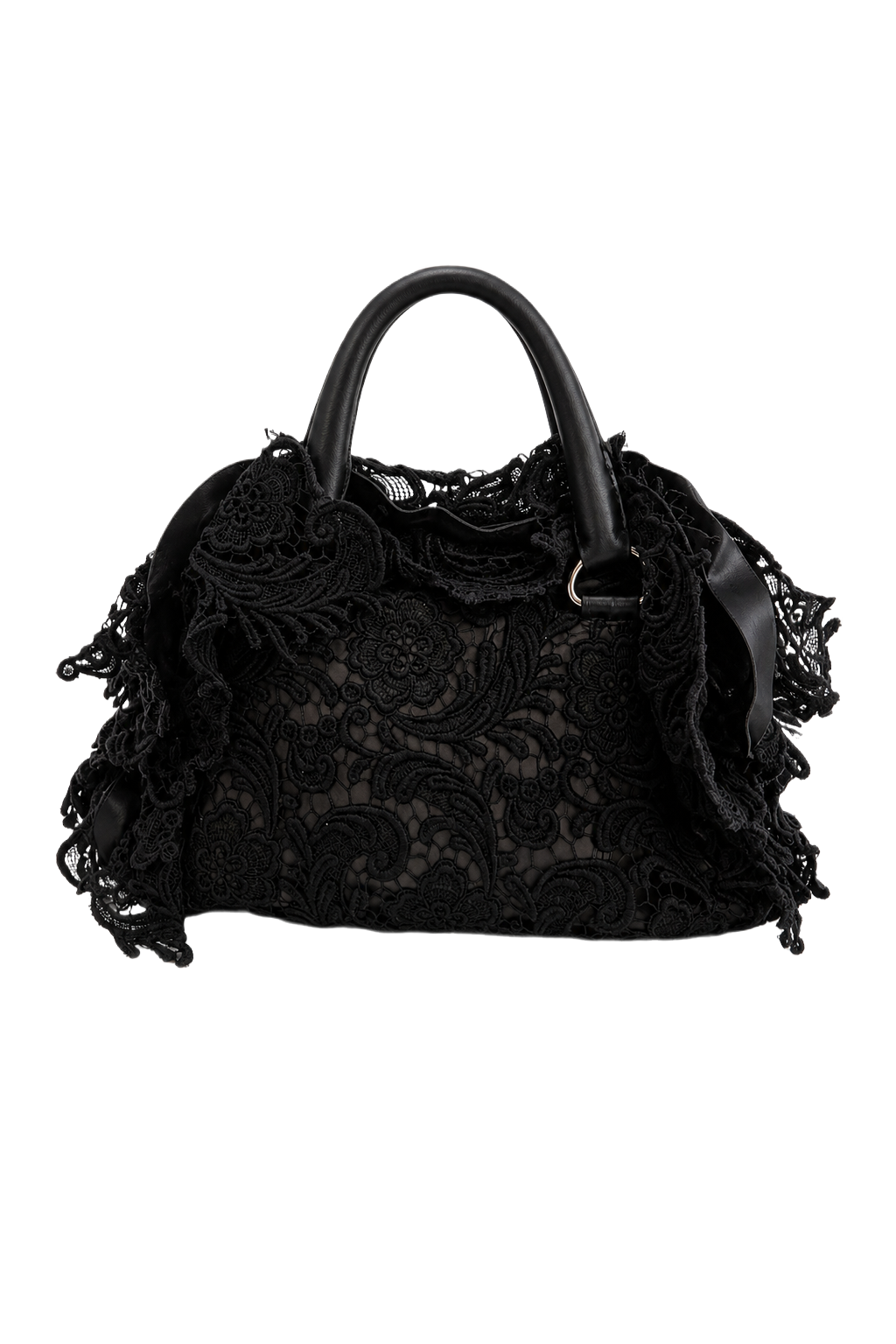 1990s Black Lace Bag - Front View