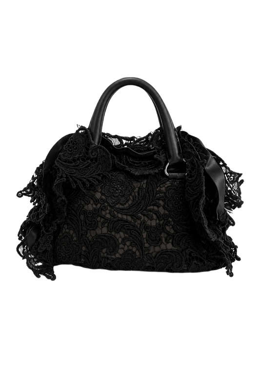 1990s Black Lace Bag - Front View